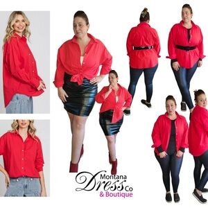 Plus Size Red Button Down Shirt